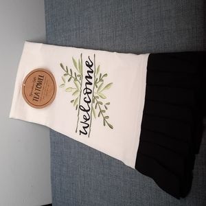 Kitchen Dish Towel Pretty Leaves Welcome Embroidered Cotton Tea Fingertip Decor